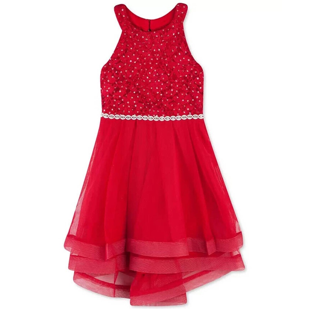 Speechless Rhinestone Formal Holiday High Low Christmas Dress Red Size 8 NWOT
